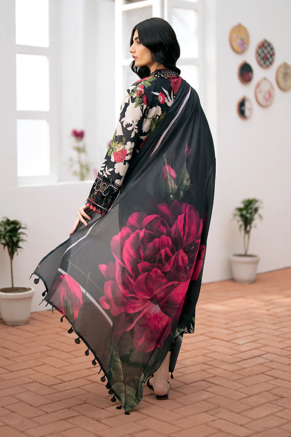 EMBROIDERED PRINTED LAWN- | 3PC | BQU-4 - Image 4