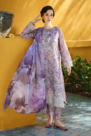 EMBROIDERED PRINTED LAWN- | 3PC | BQU-5