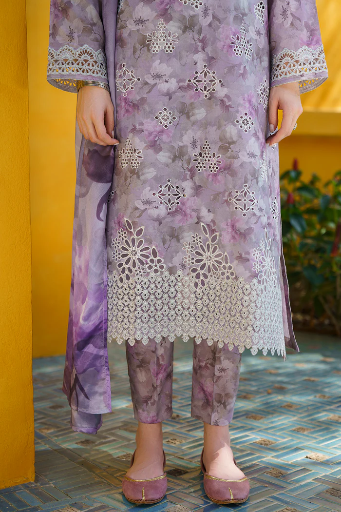 EMBROIDERED PRINTED LAWN- | 3PC | BQU-5 - Image 3