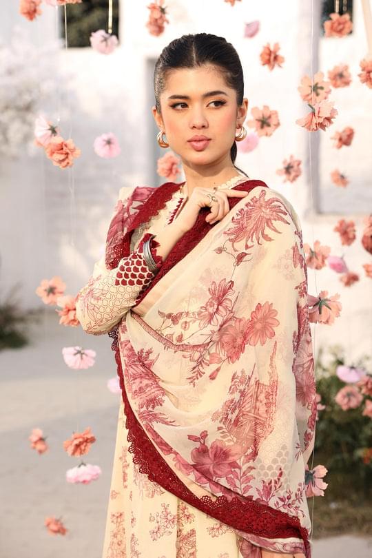 3 Pc Unstitched Embroidered Lawn Suit | MB-CUS25-708A MB-CUS25-708A - Image 2