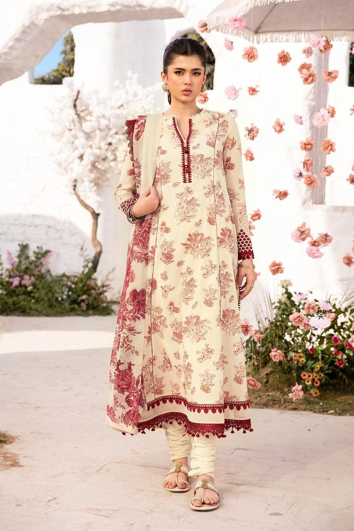 3 Pc Unstitched Embroidered Lawn Suit | MB-CUS25-708A MB-CUS25-708A