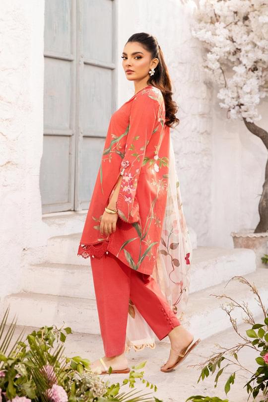 3 Pc Unstitched Embroidered Lawn Suit | MB-CUS25-707B - Image 3