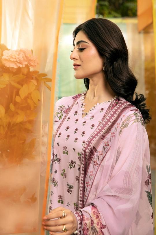 3 Pc Unstitched Embroidered Lawn Suit | MB-CUS25-705B - Image 3
