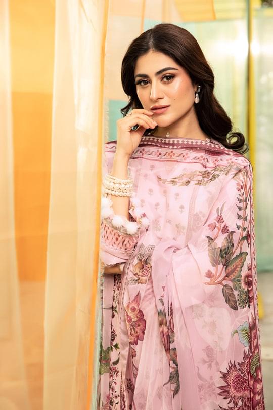 3 Pc Unstitched Embroidered Lawn Suit | MB-CUS25-705B - Image 2