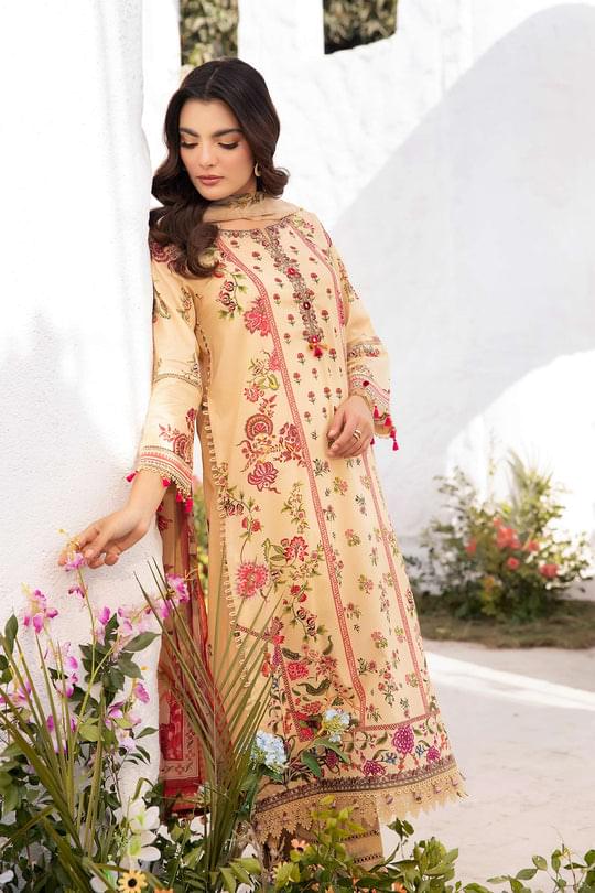 3 Pc Unstitched Embroidered Lawn Suit | MB-CUS25-705A - Image 2
