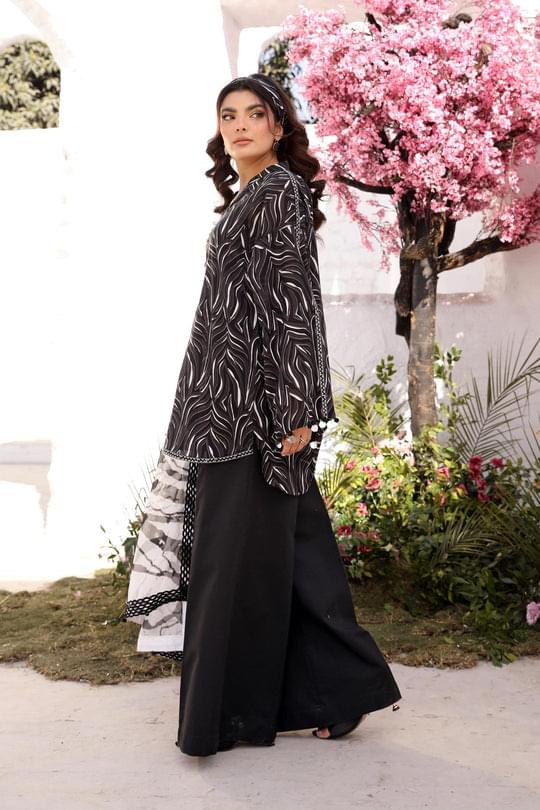 3 Pc Unstitched Embroidered Lawn Suit | MB-CUS25-704B - Image 3