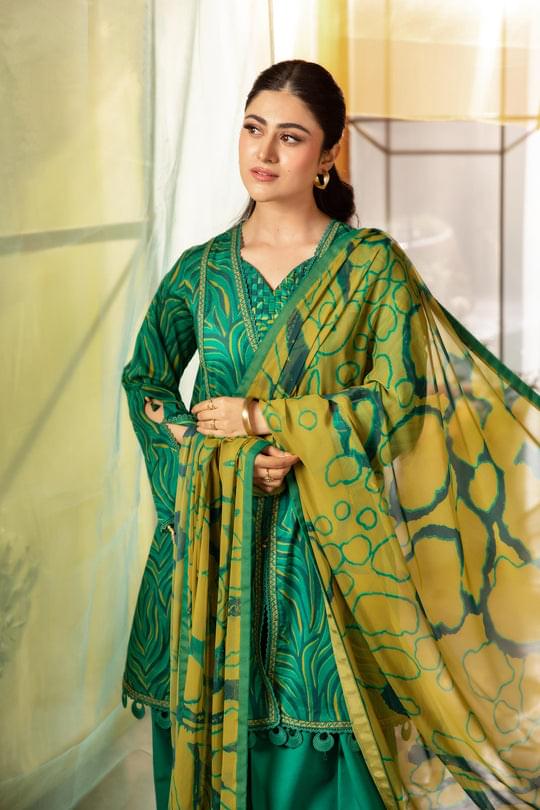 3 Pc Unstitched Embroidered Lawn Suit | MB-CUS25-704A - Image 2