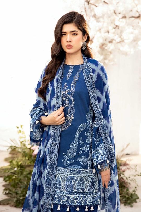 3 Pc Unstitched Embroidered Lawn Suit | MB-CUS25-703B - Image 2