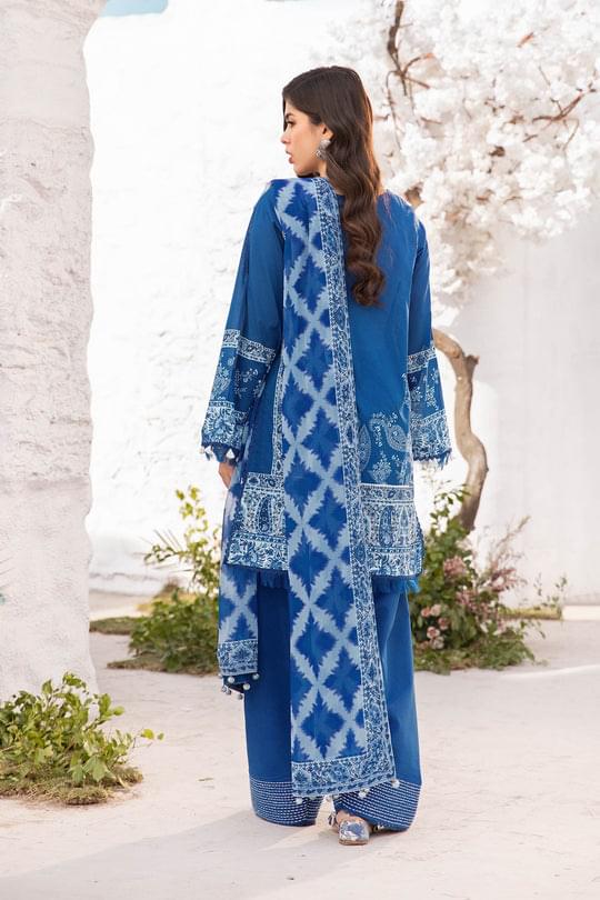 3 Pc Unstitched Embroidered Lawn Suit | MB-CUS25-703B - Image 3