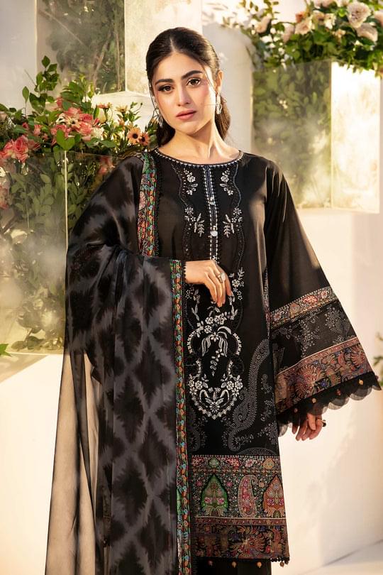 3 Pc Unstitched Embroidered Lawn Suit | MB-CUS25-703A - Image 2
