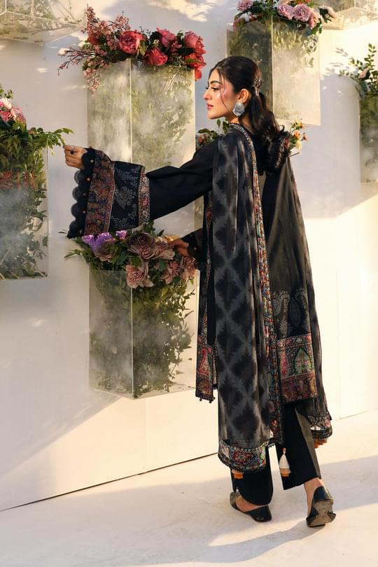 3 Pc Unstitched Embroidered Lawn Suit | MB-CUS25-703A - Image 3