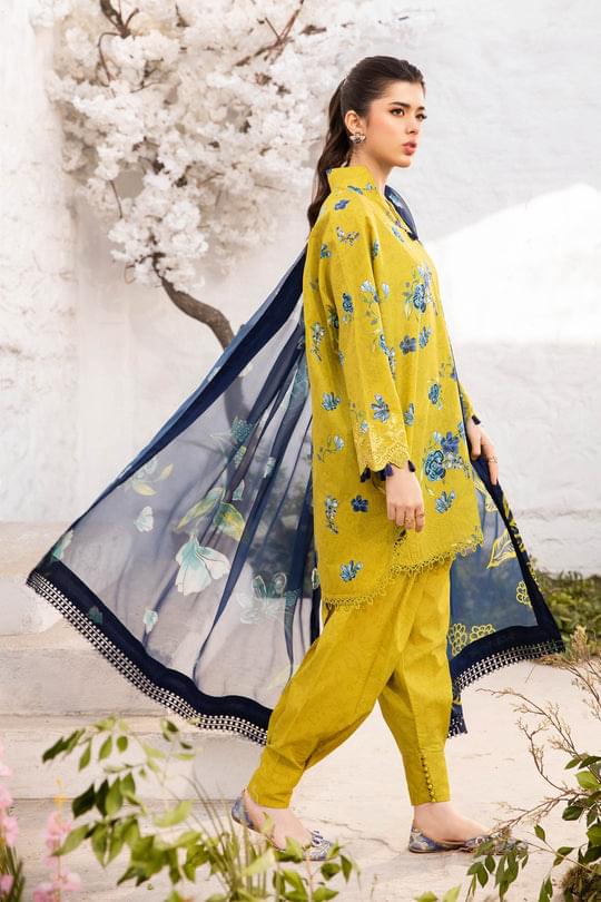 3 Pc Unstitched Embroidered Lawn Suit | MB-CUS25-702A - Image 2