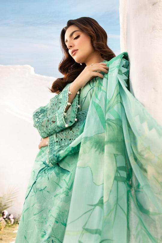 3 Pc Unstitched Embroidered Lawn Suit | MB-CUS25-713A - Image 3