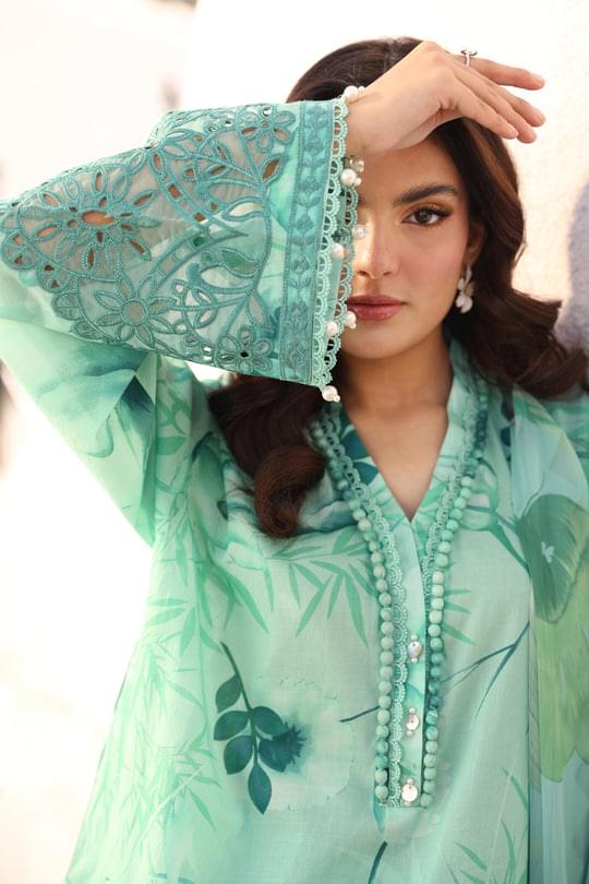 3 Pc Unstitched Embroidered Lawn Suit | MB-CUS25-713A - Image 2