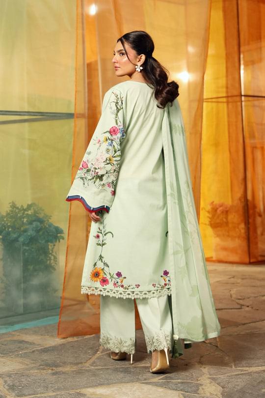 3 Pc Unstitched Embroidered Lawn Suit | MB-CUS25-712B - Image 4