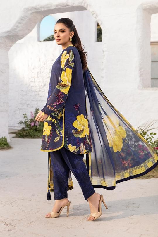 3 Pc Unstitched Embroidered Lawn Suit | MB-CUS25-710B - Image 2