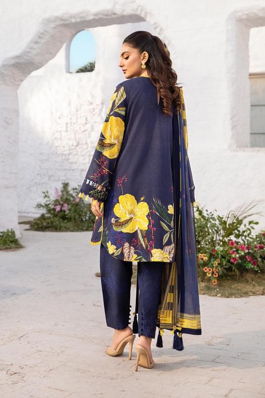 3 Pc Unstitched Embroidered Lawn Suit | MB-CUS25-710B - Image 3