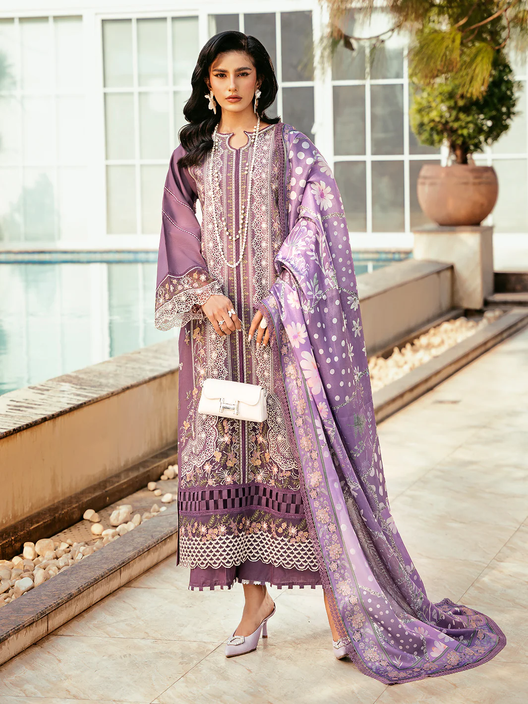 EMBROIDERED PRINTED LAWN- | 3PC | BI-4