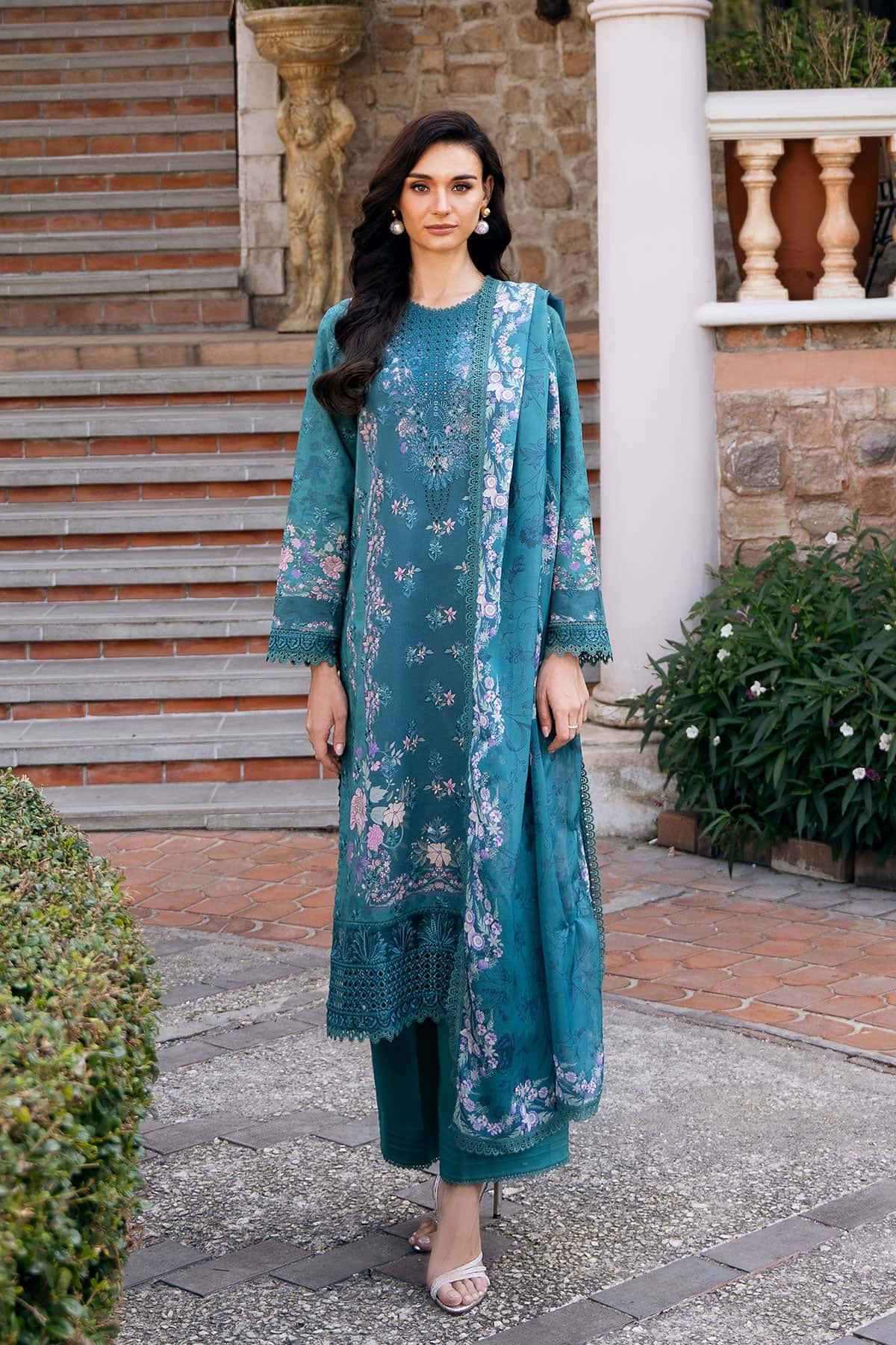 EMBROIDERED PRINTED LAWN- | 3PC | AF-3