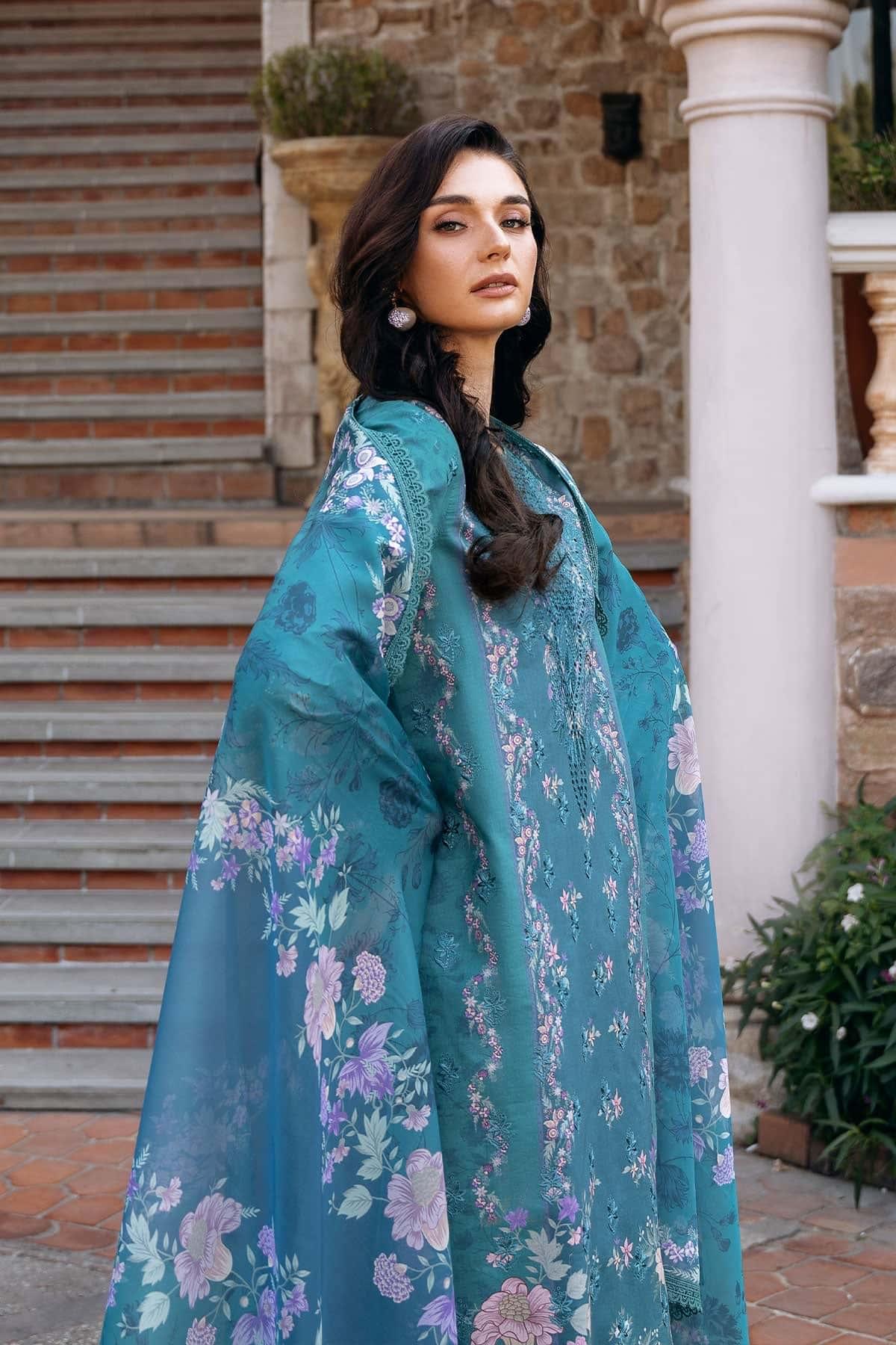 EMBROIDERED PRINTED LAWN- | 3PC | AF-3 - Image 2